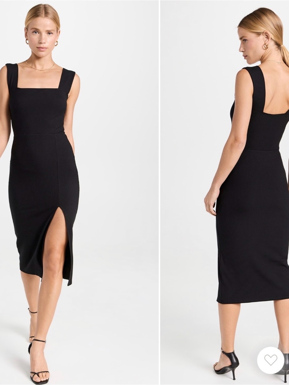 Reformation Cassi Ribbed Midi Dress with Front Slit